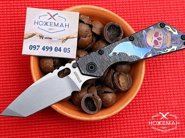 Складной нож Strider SMF Striped Winged Scull Tanto