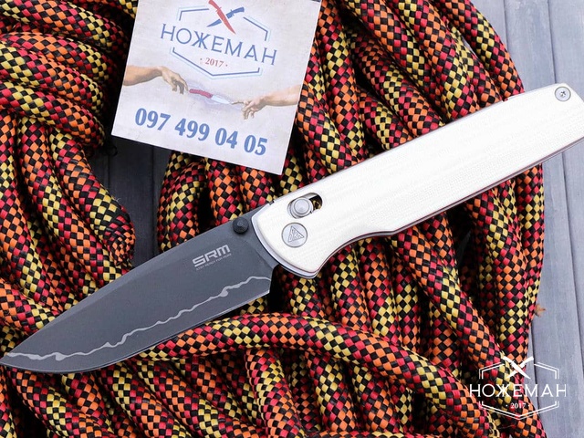 SRM Knives Terrier 258L-GT2 White G10